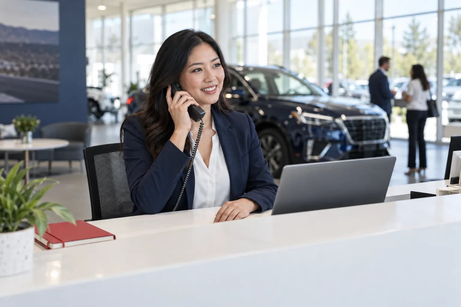 A working scene in a automotive business