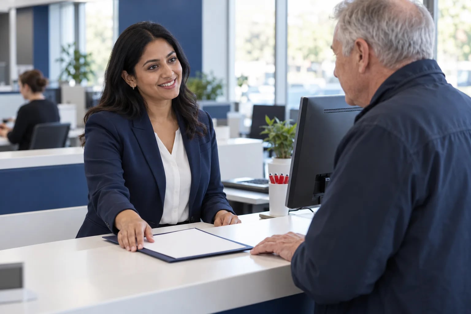 A customer conversation in a government services setting